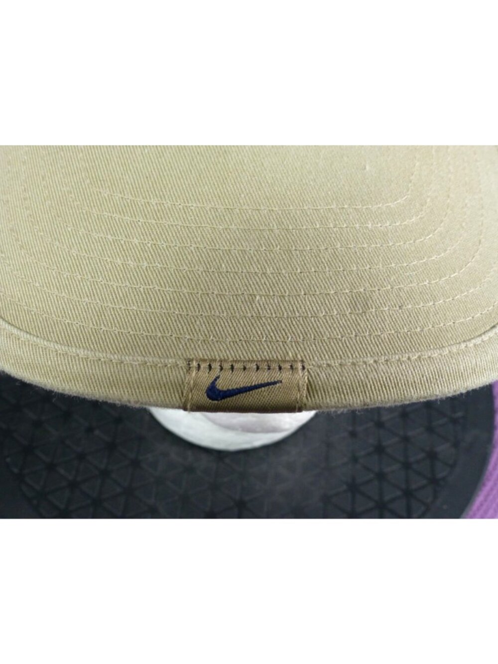 Nike Pro Classics Khaki Adjustable Sports Visor Hat With Navy Embroidered Logo - Picture 8 of 10